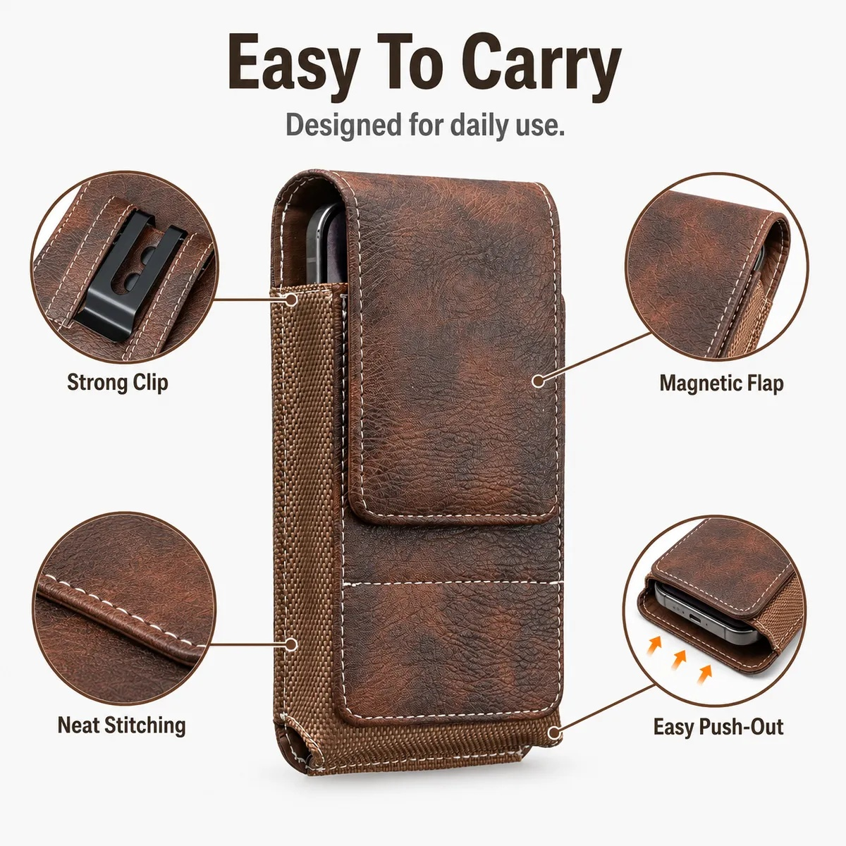 💥LAST DAY SALE 50%OFF⚡Waist Belt Cell Phone Pouch 📱 Multi-Pocket Leather Holster with Card Holder