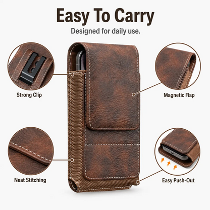 💥LAST DAY SALE 50%OFF⚡Waist Belt Cell Phone Pouch 📱 Multi-Pocket Leather Holster with Card Holder