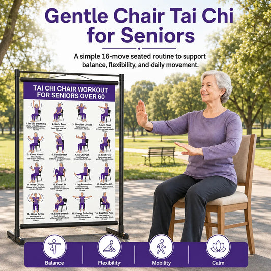 Tai chi chair workout chart for seniors (16 x 24 inches)-Seated & Standing Exercises
