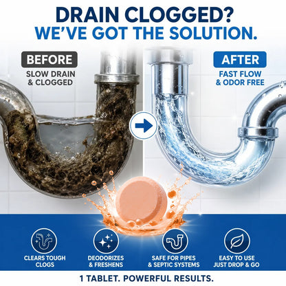 💥Foaming Drain Cleaner Tablets — Active Oxygen, Non-Toxic | Unclogs & Freshens Every Drain in Your Home