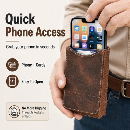 💥LAST DAY SALE 50%OFF⚡Waist Belt Cell Phone Pouch 📱 Multi-Pocket Leather Holster with Card Holder