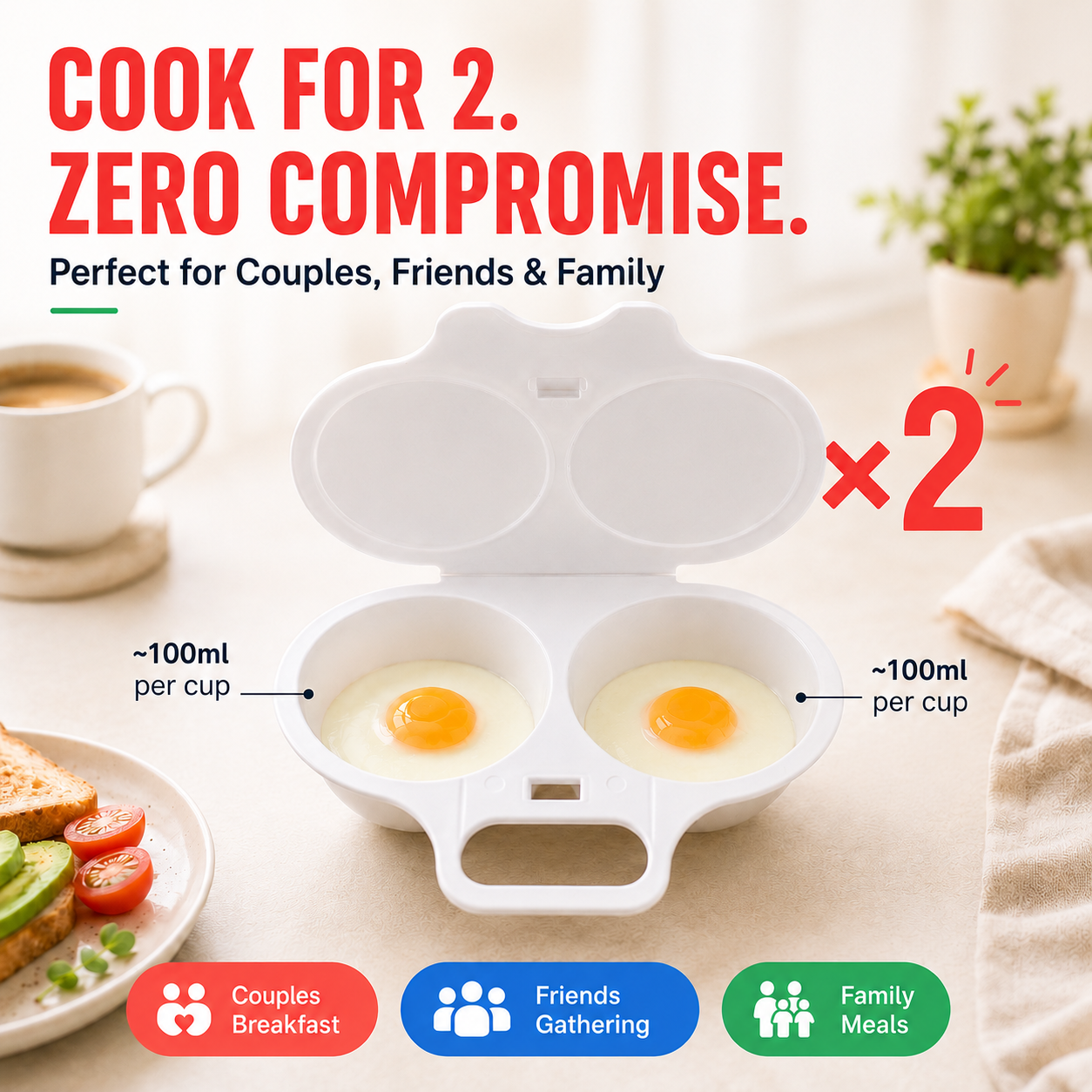 🥚Microwave Egg Poacher with Lid & Handle