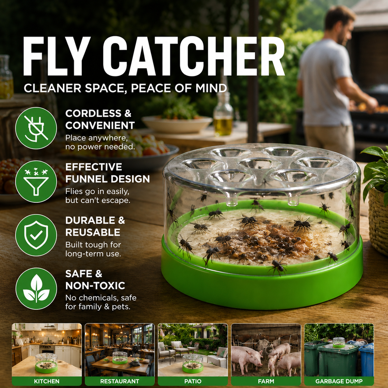 Reusable Fly Trap — Chemical-Free, No Electricity Needed
