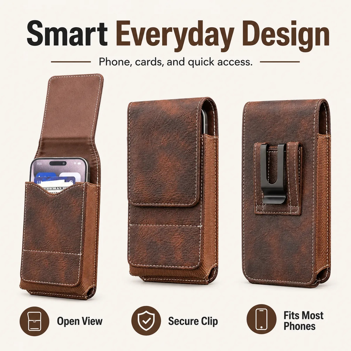 💥LAST DAY SALE 50%OFF⚡Waist Belt Cell Phone Pouch 📱 Multi-Pocket Leather Holster with Card Holder
