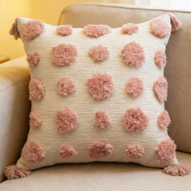 Pink polka dot throw pillow