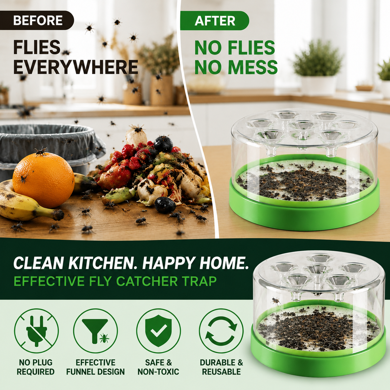 Reusable Fly Trap — Chemical-Free, No Electricity Needed