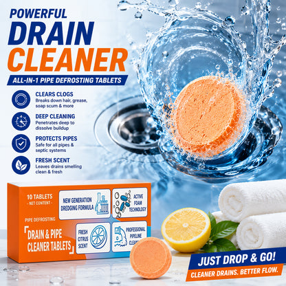 💥Foaming Drain Cleaner Tablets — Active Oxygen, Non-Toxic | Unclogs & Freshens Every Drain in Your Home