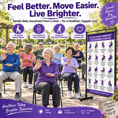 Tai chi chair workout chart for seniors (16 x 24 inches)-Seated & Standing Exercises