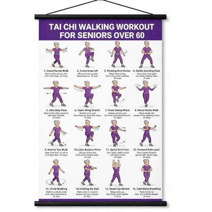 Tai chi chair workout chart for seniors (16 x 24 inches)-Seated & Standing Exercises