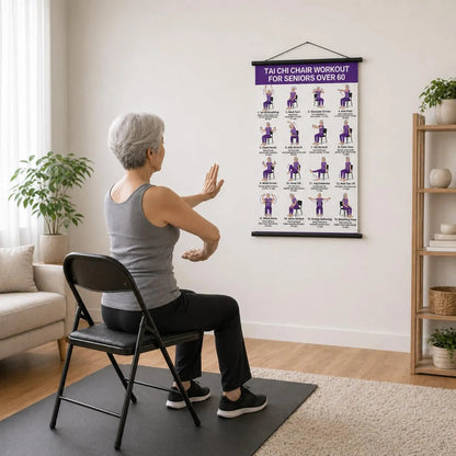 Tai chi chair workout chart for seniors (16 x 24 inches)-Seated & Standing Exercises