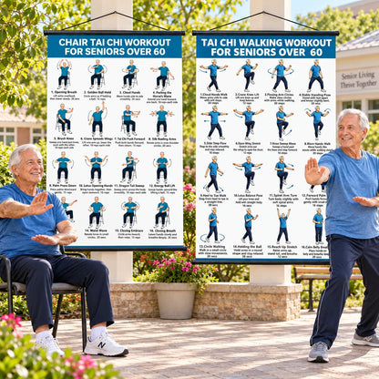Tai chi chair workout chart for seniors (16 x 24 inches)-Seated & Standing Exercises