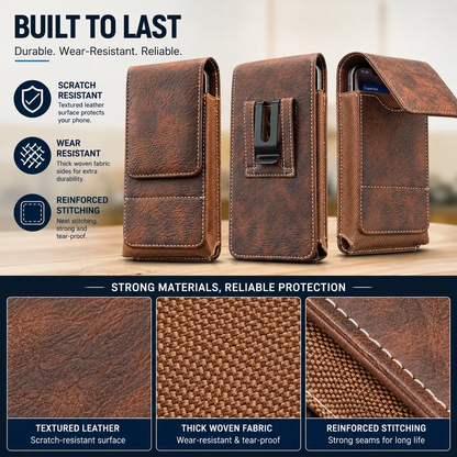 💥LAST DAY SALE 50%OFF⚡Waist Belt Cell Phone Pouch 📱 Multi-Pocket Leather Holster with Card Holder