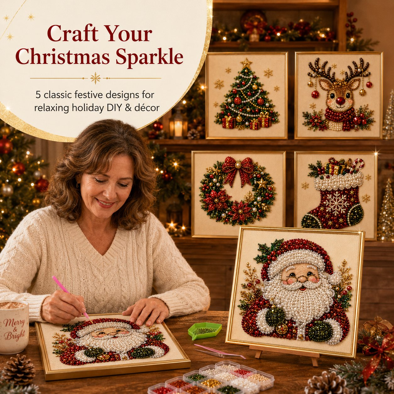 DIY Christmas Pearl Art Kit – Create, Frame & Display