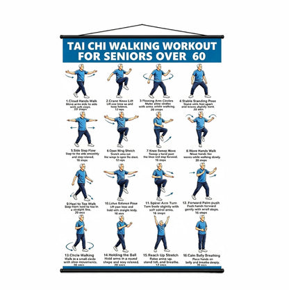 Tai chi chair workout chart for seniors (16 x 24 inches)-Seated & Standing Exercises