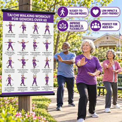 Tai chi chair workout chart for seniors (16 x 24 inches)-Seated & Standing Exercises