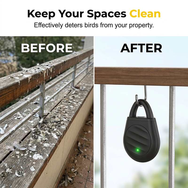 🐦Portable Ultrasonic Bird & Pest Repellent – Rechargeable Keychain Deterrent