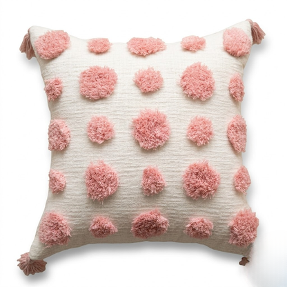Pink polka dot throw pillow